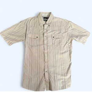 Micros Home Grown in LA Y2K Graffiti Logo on Back Cream Striped Button-Up